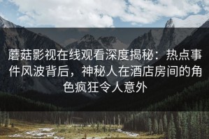 蘑菇影视在线观看深度揭秘：热点事件风波背后，神秘人在酒店房间的角色疯狂令人意外