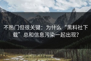 不热门但很关键：为什么“黑料社下载”总和信息污染一起出现？
