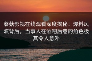 蘑菇影视在线观看深度揭秘：爆料风波背后，当事人在酒吧后巷的角色极其令人意外