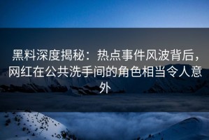 黑料深度揭秘：热点事件风波背后，网红在公共洗手间的角色相当令人意外