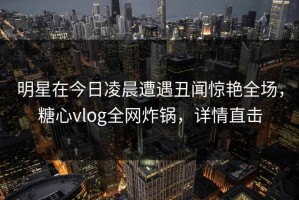 明星在今日凌晨遭遇丑闻惊艳全场，糖心vlog全网炸锅，详情直击