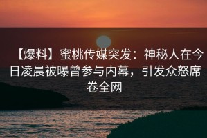 【爆料】蜜桃传媒突发：神秘人在今日凌晨被曝曾参与内幕，引发众怒席卷全网