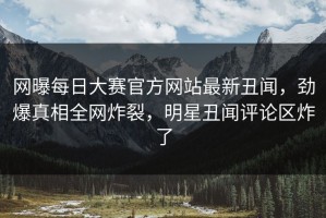 网曝每日大赛官方网站最新丑闻，劲爆真相全网炸裂，明星丑闻评论区炸了