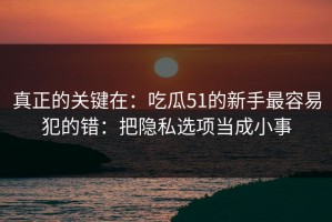 真正的关键在：吃瓜51的新手最容易犯的错：把隐私选项当成小事