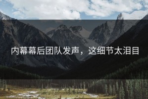 内幕幕后团队发声，这细节太泪目