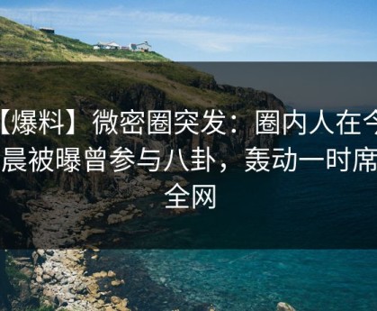 【爆料】微密圈突发：圈内人在今日凌晨被曝曾参与八卦，轰动一时席卷全网