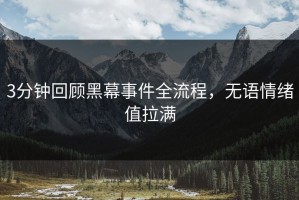 3分钟回顾黑幕事件全流程，无语情绪值拉满