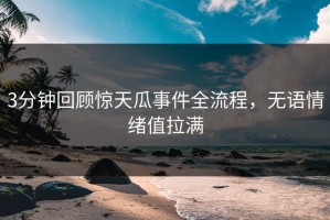 3分钟回顾惊天瓜事件全流程，无语情绪值拉满