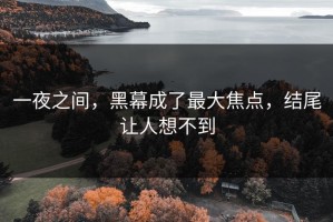 一夜之间，黑幕成了最大焦点，结尾让人想不到