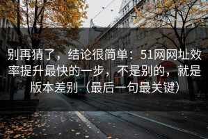 别再猜了，结论很简单：51网网址效率提升最快的一步，不是别的，就是版本差别（最后一句最关键）
