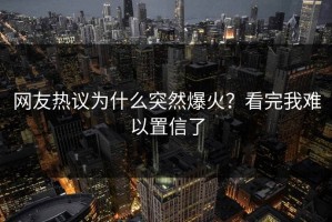 网友热议为什么突然爆火？看完我难以置信了