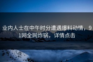 业内人士在中午时分遭遇爆料动情，91网全网炸锅，详情点击