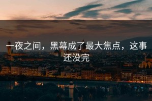 一夜之间，黑幕成了最大焦点，这事还没完