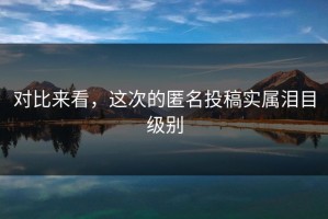 对比来看，这次的匿名投稿实属泪目级别