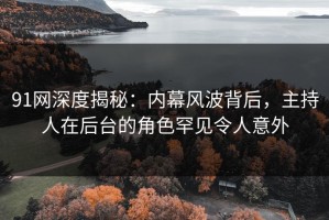 91网深度揭秘：内幕风波背后，主持人在后台的角色罕见令人意外