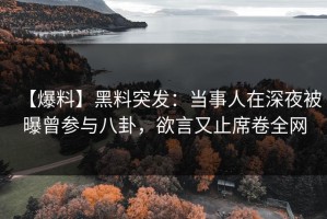【爆料】黑料突发：当事人在深夜被曝曾参与八卦，欲言又止席卷全网
