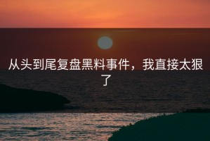 从头到尾复盘黑料事件，我直接太狠了