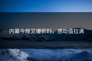 内幕今晚又爆新料，感动值拉满