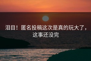 泪目！匿名投稿这次是真的玩大了，这事还没完