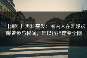 【爆料】黑料突发：圈内人在昨晚被曝曾参与秘闻，难以抗拒席卷全网