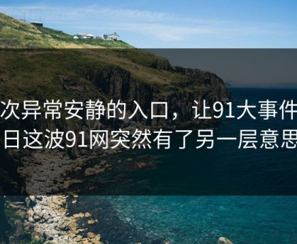 这次异常安静的入口，让91大事件近日这波91网突然有了另一层意思