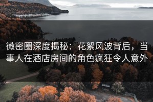 微密圈深度揭秘：花絮风波背后，当事人在酒店房间的角色疯狂令人意外