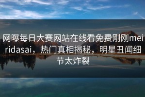 网曝每日大赛网站在线看免费刚刚meiridasai，热门真相揭秘，明星丑闻细节太炸裂