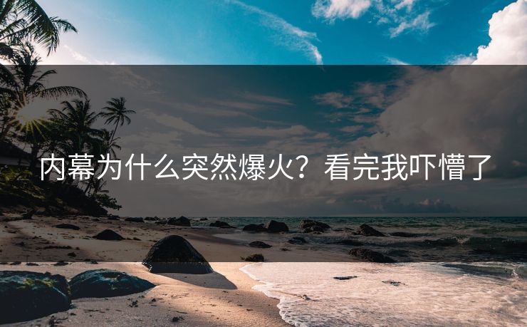 内幕为什么突然爆火？看完我吓懵了