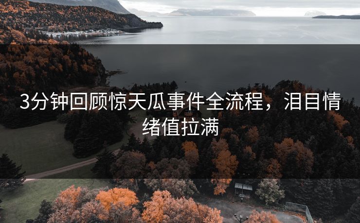 3分钟回顾惊天瓜事件全流程，泪目情绪值拉满