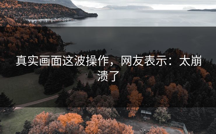 真实画面这波操作，网友表示：太崩溃了