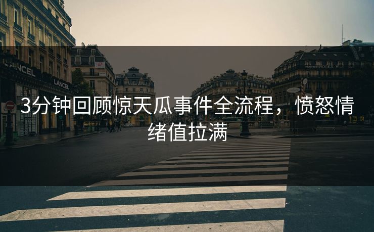3分钟回顾惊天瓜事件全流程，愤怒情绪值拉满