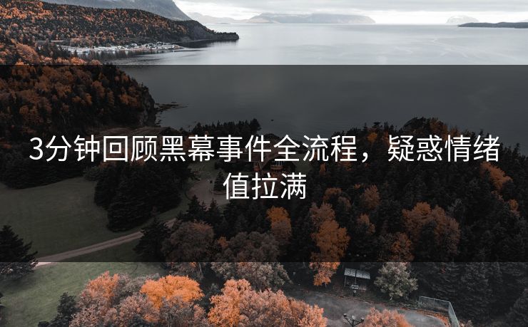 3分钟回顾黑幕事件全流程，疑惑情绪值拉满