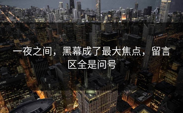 一夜之间，黑幕成了最大焦点，留言区全是问号