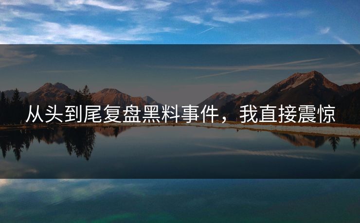 从头到尾复盘黑料事件，我直接震惊