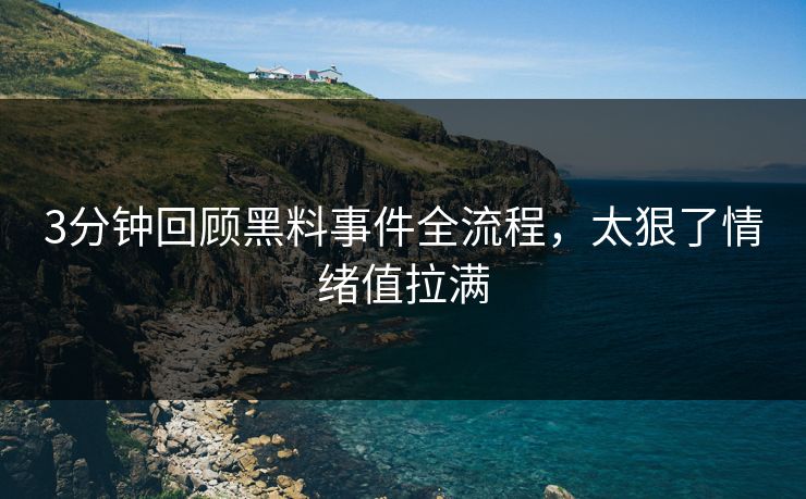 3分钟回顾黑料事件全流程，太狠了情绪值拉满