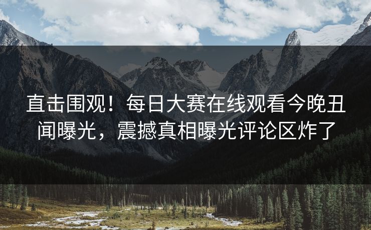 直击围观！每日大赛在线观看今晚丑闻曝光，震撼真相曝光评论区炸了