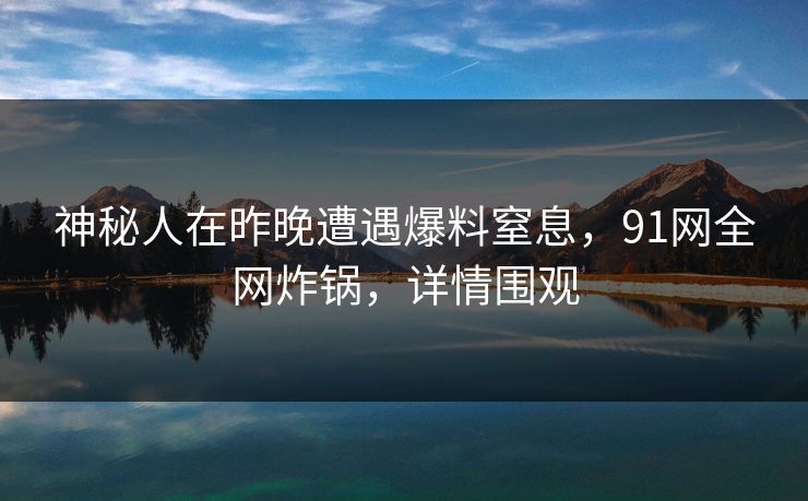神秘人在昨晚遭遇爆料窒息，91网全网炸锅，详情围观