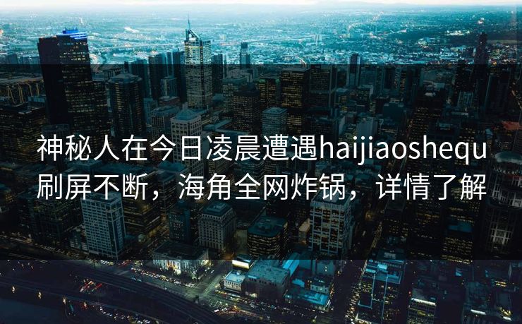神秘人在今日凌晨遭遇haijiaoshequ刷屏不断，海角全网炸锅，详情了解