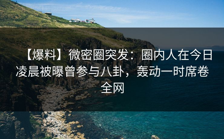 【爆料】微密圈突发：圈内人在今日凌晨被曝曾参与八卦，轰动一时席卷全网